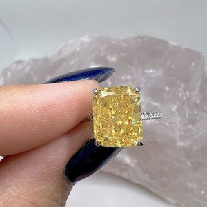 Yellow canary radiant crush ice engagement ring bridal ring